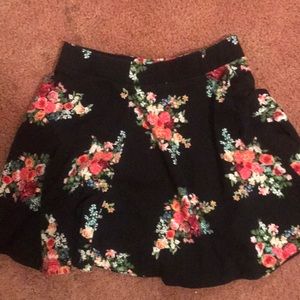 Black floral patterned skirt from forever 21